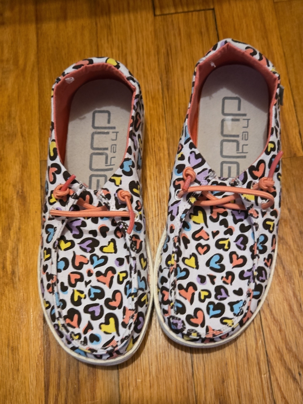 New Without Tags Hey Dude Kids' Heart-Print Canvas Shoes  Multicolor